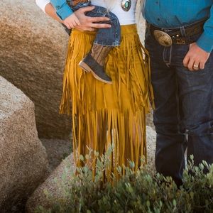 Mustard fringe boutique skirt